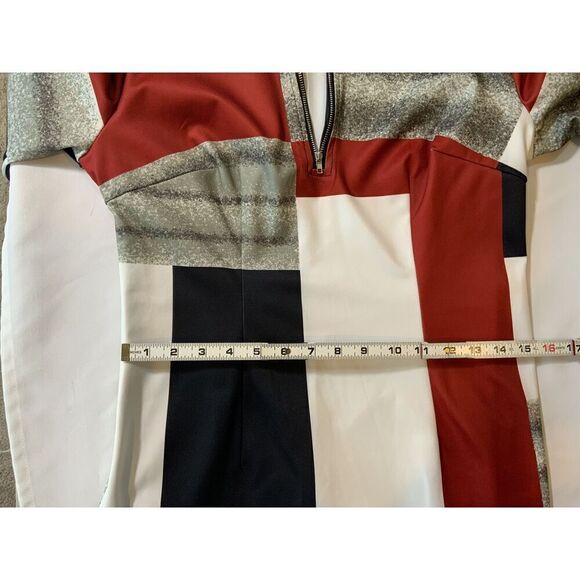 MOD Multicolored Geometric Long Sleeve High Neck Half Zip Classic Dress Size Med - Picture 11 of 14